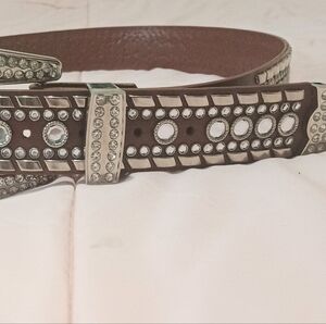 Studded Brown Belt with Silver Accents